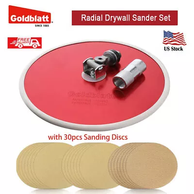 $33.69 • Buy Goldblatt 9''Drywall Sander W/30pc Sanding Discs-Hook&Loop 80x100/180 Mixed Grit