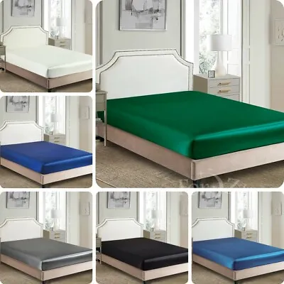 $26.93 • Buy 1800TC Silk Satin Bottom/Fitted Sheet Single/KS/Double/Queen/Super King Size Bed