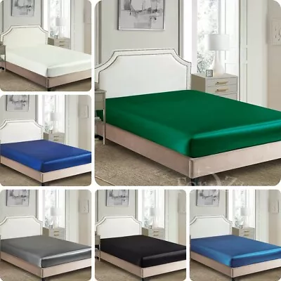 2200TC Silk Satin Bottom/Fitted Sheet Single/KS/Double/Queen/Super King Size Bed • $26.78