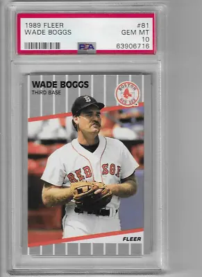 1989 Fleer Wade Boggs #81 PSA 10 Gem Mint Baseball Card. • $54.97