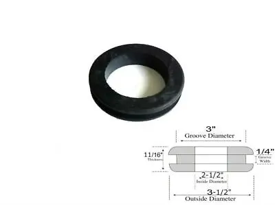 2-1/2  Inside Diameter Rubber Grommet - 1/4  Groove Width - Fits 3  Drill Holes • $1.99