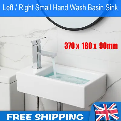 Small Compact Bathroom Cloakroom Hand Wash Basin Sink Ceramic Wall Hung L/R • £26.90