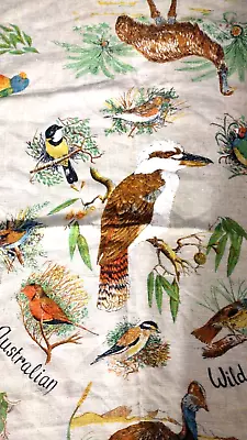 Vintage Birds Of Australia Linen Tablecloth Tapestry Wall Art Neil Souvenir • $22.98