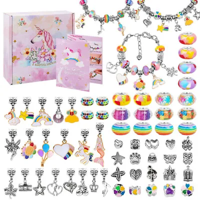 Bracelet Making Kit Beads Jewellery Charms Pendant Set DIY Craft Girls Kids Gift • £10.79