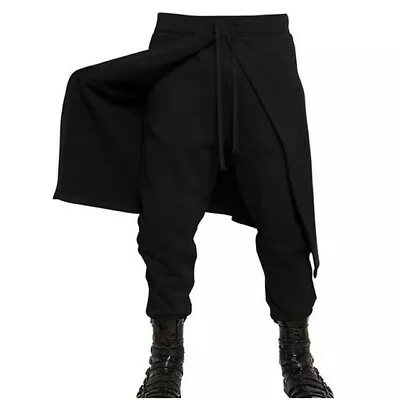 UK Men Skirt Rock Casual Gothic Trousers Punk Devil Fashion Pants Steampunk Size • £19.67