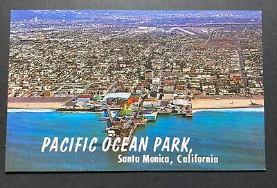 Santa Monica California CA Postcard Pacific Ocean Park Aerial View • $6.60