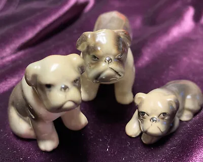 Vintage Lot Miniature English Bulldog Family & Puppy Trio Set Grays 1.5” Dog • $6.75