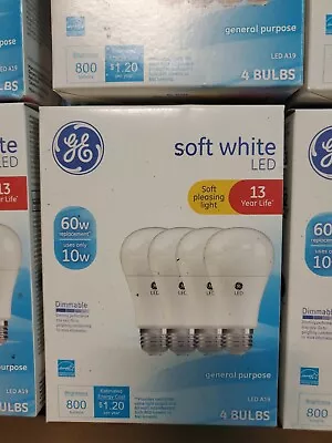 GE LED Medium Base Dimmable 10 Watt Light Bulb A19 800 Lumen Soft White 4-Pack • $7.49