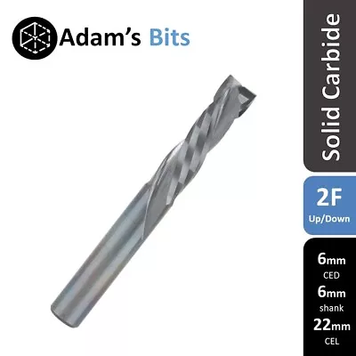 6mm CED/shank COMPRESSION Up/down 22mm 2 Flute Carbide CNC Router Bit End Mill • $28.95
