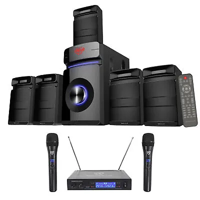 Rockville Home Theater/Karaoke Machine System W/5.25  Sub+(2) Wireless VHF Mics • $181.95