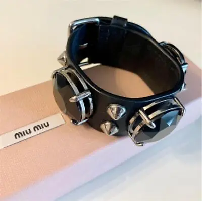 Miumiu Leather Bracelet Black 2 • $403