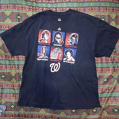 Washington Nationals  Star Wars T-Shirt Majestic MLB 2XL Luke Leia Darth Etc. • $18