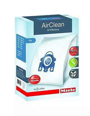 $22.99 • Buy Miele GN Airclean 3D Efficiency Dust Vacuum Bags -  4 Bags & 2 Filters Per Box  