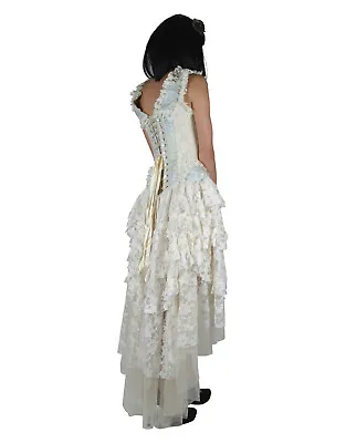 Burleska Gothic Ophelie Vampire Wedding Prom Vintage Blue Brocade Corset Dress • $139.99