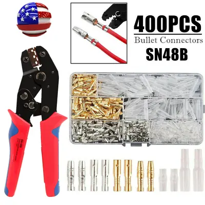 400pcs Motorcycle Wiring 3.9mm Harness Loom Bullet Connectors Brass Electrical • $22.99