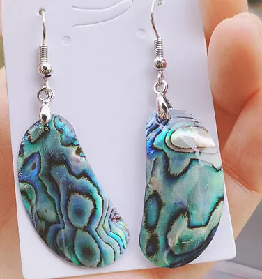 Natural Abalone Shell Ear Pendants Earrings Pair • $1.02