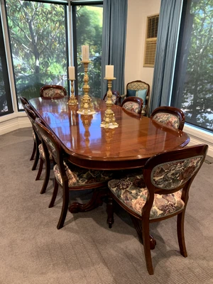 $1600 • Buy Solid Mahogany Dining Table & 8 Chairs / Antique Reproduction / Victorian Style