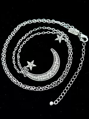 Vintage Crescent Moon & Stars Necklace Peace & Love Jewelry Nancy Davis • $39.99