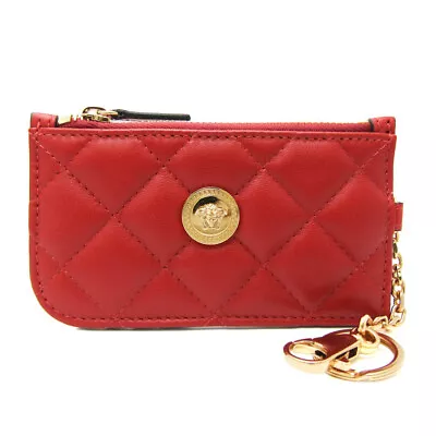 Versace Medusa Brand Quilted Coin Purse DP3I168S Leather Card Case Red  BF570916 • $364.10