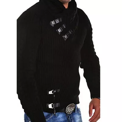 Mens Winter Pullover Hoodies Knitted Jacket Turtleneck Cardigan Casual Sweaters • $33.21