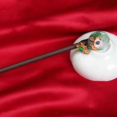 Chinese Vintage Flower Jade Wood Hair Sticks Chopsticks Hairpin Chignon Pin • $16.48