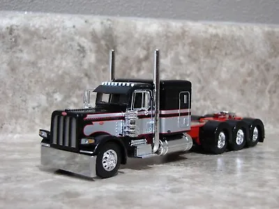 DCP 1/64 Black Red Silver Tri-Axle 389 Peterbilt Semi Truck Farm Toy • $74.99