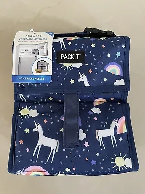 $13 • Buy PackIt Freezable Lunch Bag With Zip Closure Unicorn Sky Rainbows NEW WITH TAGS