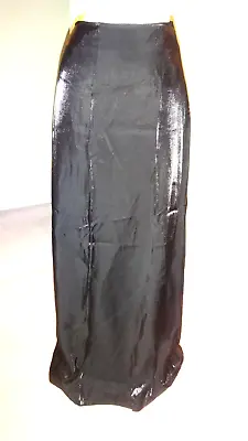 Beautiful Black Shimmery Taffeta Rayon Blend Long Maxi Skirt Vintage Size 12-14 • £19.99