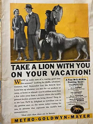 MGM Metro Goldwyn Mayer Lion Full Page Vintage Promotional Ad • $2.59