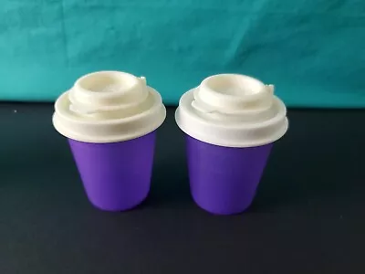 Tupperware Mini Salt And Pepper Shakers Midgets Flip Top 2oz Set Purple • $17.99