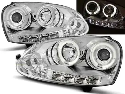 Pair Of Headlights For VW GOLF 5 V 03-09 Halo Rims Chrome CA LPVWB7 XINO CA • $347.32