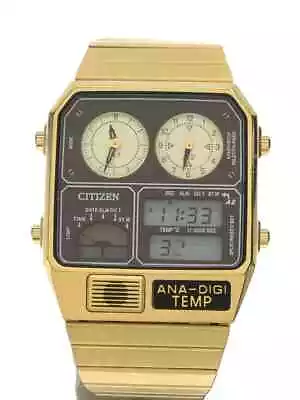 Citizen Ana-Digi Temp JG2103-72X St.Steel Black Gold Chrono Quartz Mens Watch • $668.18