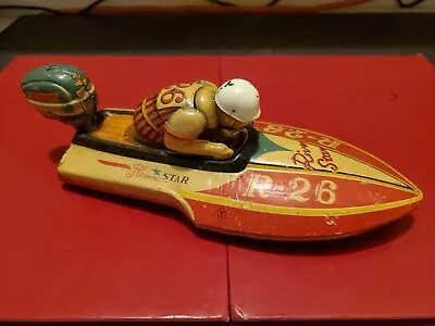 Vintage River Star R-26 Speed Boat Tin Toy Japan. Friction Motor Assembly. • $65