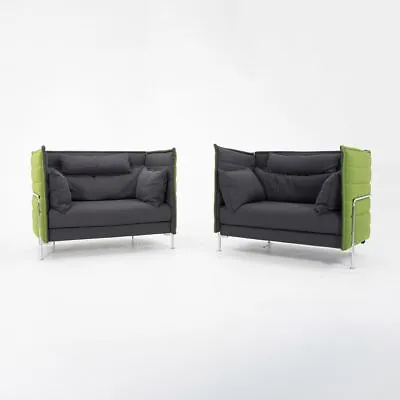 2010s Vitra Alcove Love Seat W Green & Gray Fabric By Ronan And Erwan Bouroullec • $5500