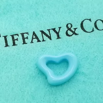 Tiffany & Co. Elsa Peretti Blue Turquoise Carved Small Open Heart Pendant • $220