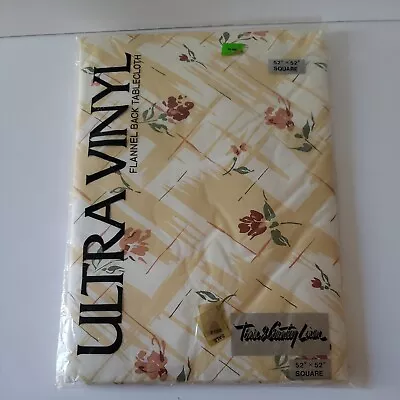 NOS Vintage Town & Country Linen Ultra Vinyl Flannel Back Tablecloth Floral  • $11.90