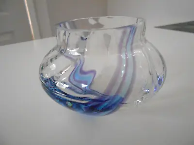 Caithness Blue & Purple Spiral Stripe Design Art Glass Trinket Dish / Rose Bowl • £4.99