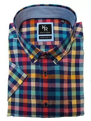 King's Road Men's Plus Size Premium Brand Shirt Blue Size 2XL To 5XL • $59.09