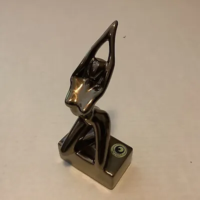 Bronze Lady Art Sculpture Capodimonte Modern 7” Kneeling Arms Extended Dancer • $23