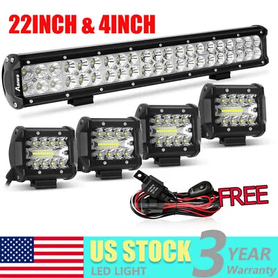 20inch 280W LED Work Light Bar + 4'' Tri-row Combo Offroad Driving 4WD Truck ATV • $65.99