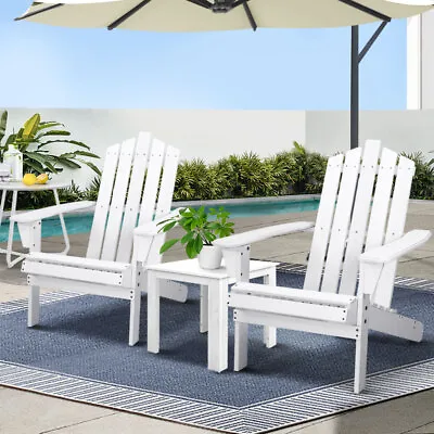 $215.95 • Buy Gardeon Outdoor Chairs Lounge Setting Beach Chair Table Wooden Patio Furniture
