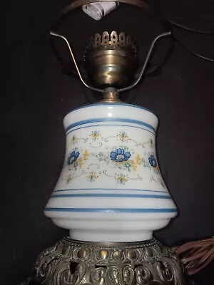 Vintage Quoizel  Abigail Adams 1973 Hurricane Table Lamp Blue Flowers No Shade • $98.80