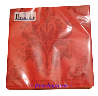 £19.65 • Buy 3 Pak BEAUVILLE Luxury PAPER NAPKINS French 3-Ply Lunch Picnic Party Topkapi Red