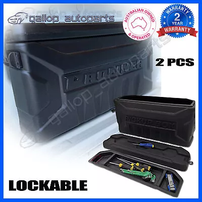 Pair Ute Tub Storage Box Side Universal Tool Box Lockable Trailer Black • $280