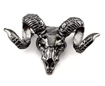 GUNMETAL RAM SKULL BROOCH Sheep Western Metal Pin Mountain Goat Devil J3 • $6.29