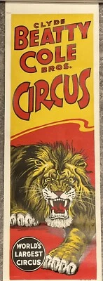 $29.99 • Buy Vintage Clyde Beatty Cole Bros Circus Tiger Poster - 14”x42  ALL ORIGINAL #036