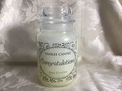 Yankee Candle “Congratulations” “Baby Powder” Lge 17 Pour White USA D/F Label • £27.95