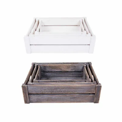 £8.99 • Buy White/Brown Wooden Apple Crates Storage Box Display Tray Christmas Hampers