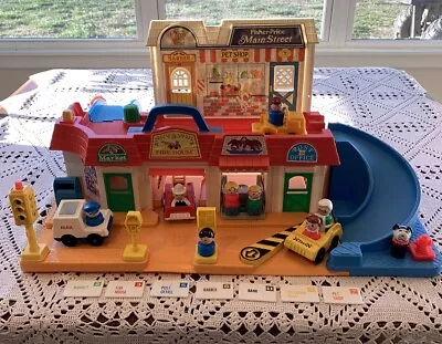 Vintage 1986 Fisher Price Main Street Little People Family Play Set • $72.25