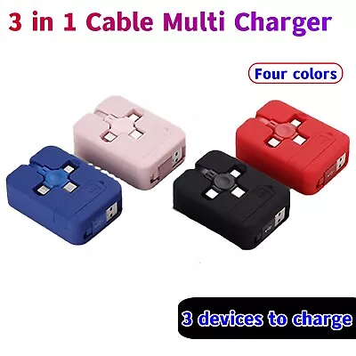 3 In 1 Retractable Charging Cable Multi Charger For I Phone Type-C Micro USB AU • $12.69